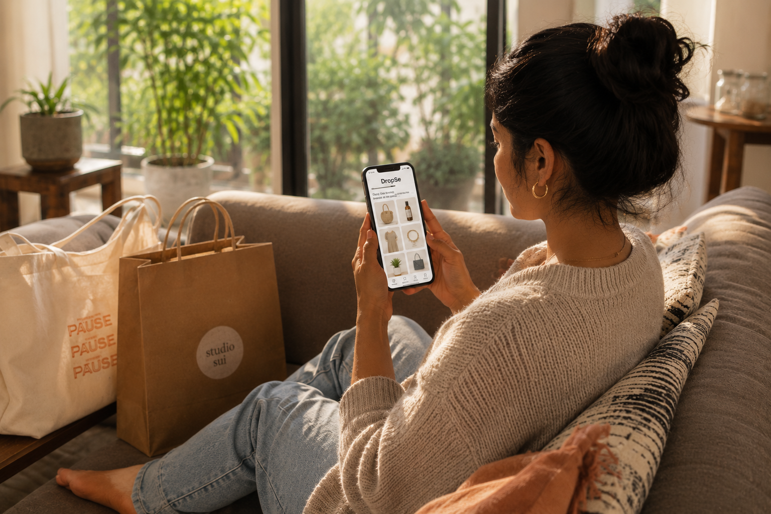 A shopper extending a pop-up event online from home